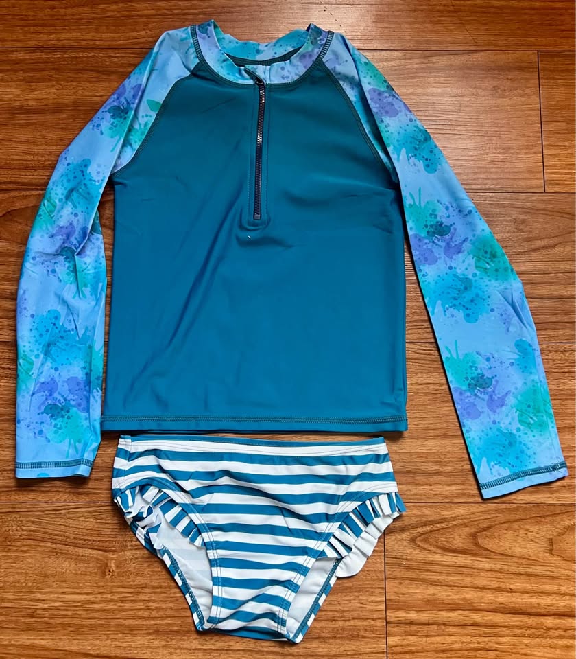 Girls size 7 rash guard and bottoms