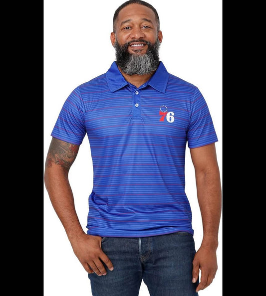 FOCO 76ers Short Sleeve Collared Shirt Blue XXL