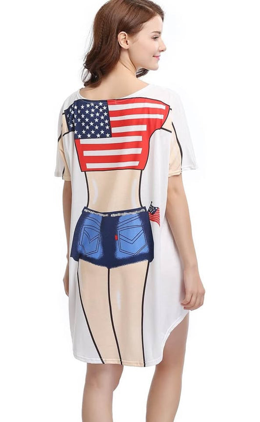 Bellady 4th of July American Flag Cover Up Women’s Large