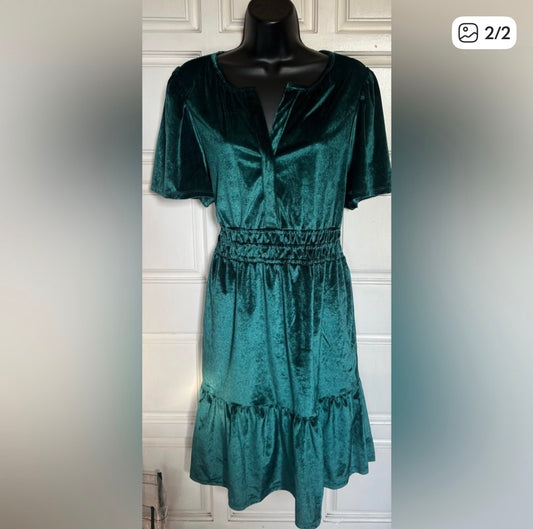 French Connection Green Velvet Mini Dress Large