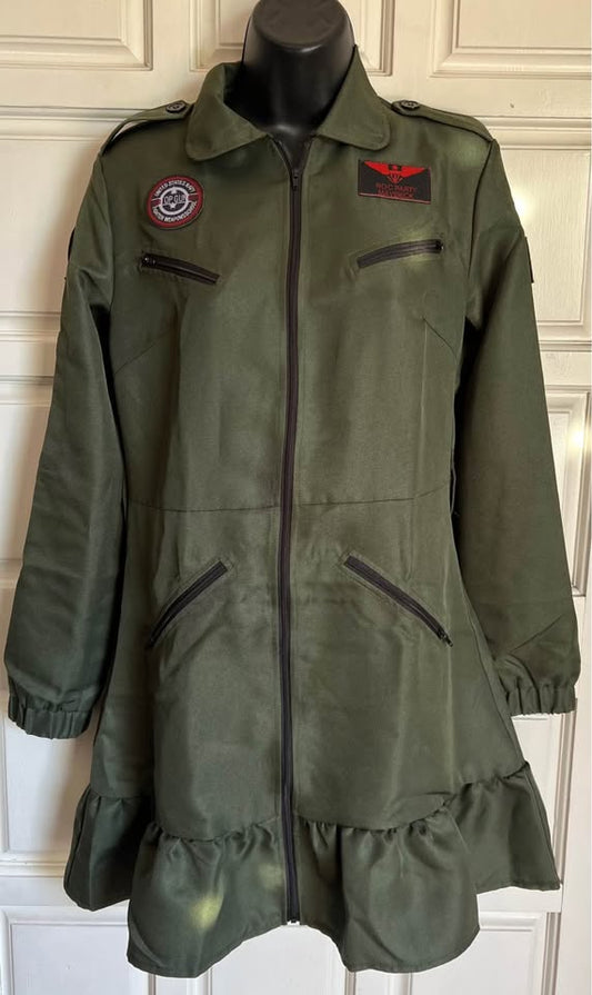 Top Gun Green Flight Suit Dress Women’s small