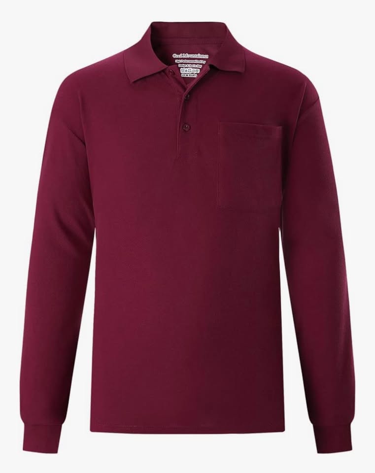 Cool Mountainner Men's Marron XXL Polo Shirts Long Sleeve Classic Quick Dry Moisture Wicking
