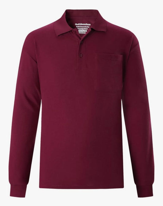 Cool Mountainner Men's Marron XXL Polo Shirts Long Sleeve Classic Quick Dry Moisture Wicking