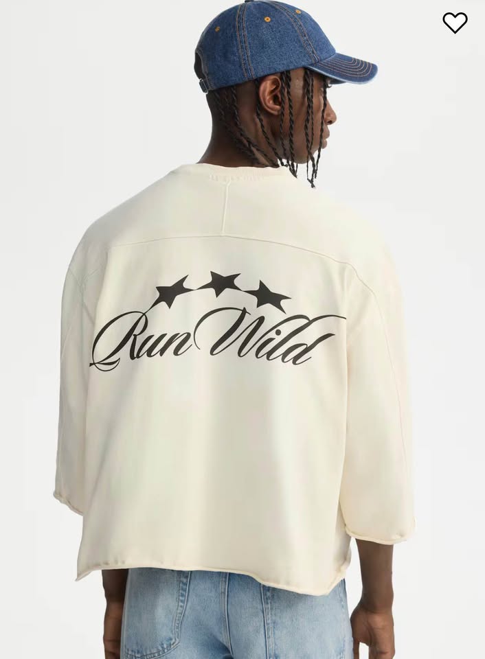 H&M Cream Run Wild Graphic OVERSIZED BOXY T-SHIRT Mens XXXL