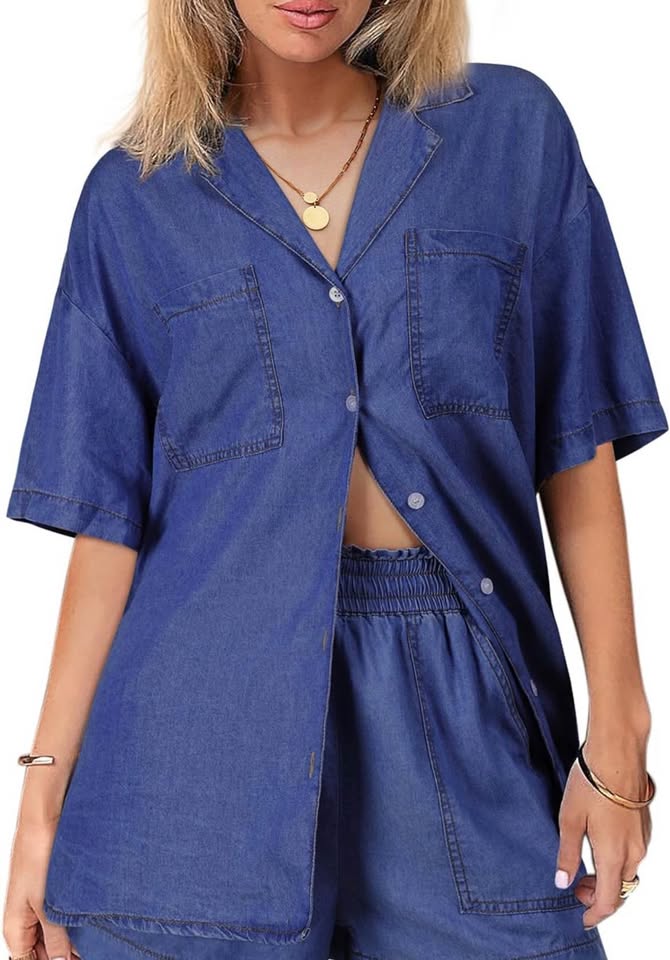 Denim Short Sleeve Shirt Medium