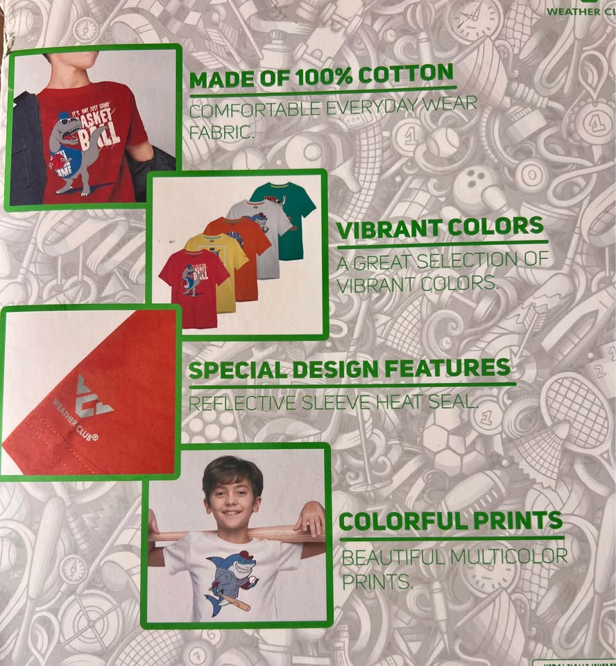 Weather Club Boys size 8 Tee 5 Pack