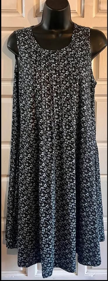 MS Basic Black Floral Sleeveless Dress XL