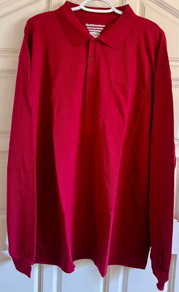 Cool Mountainner Men's Marron XXL Polo Shirts Long Sleeve Classic Quick Dry Moisture Wicking