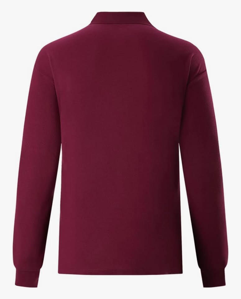 Cool Mountainner Men's Marron XXL Polo Shirts Long Sleeve Classic Quick Dry Moisture Wicking