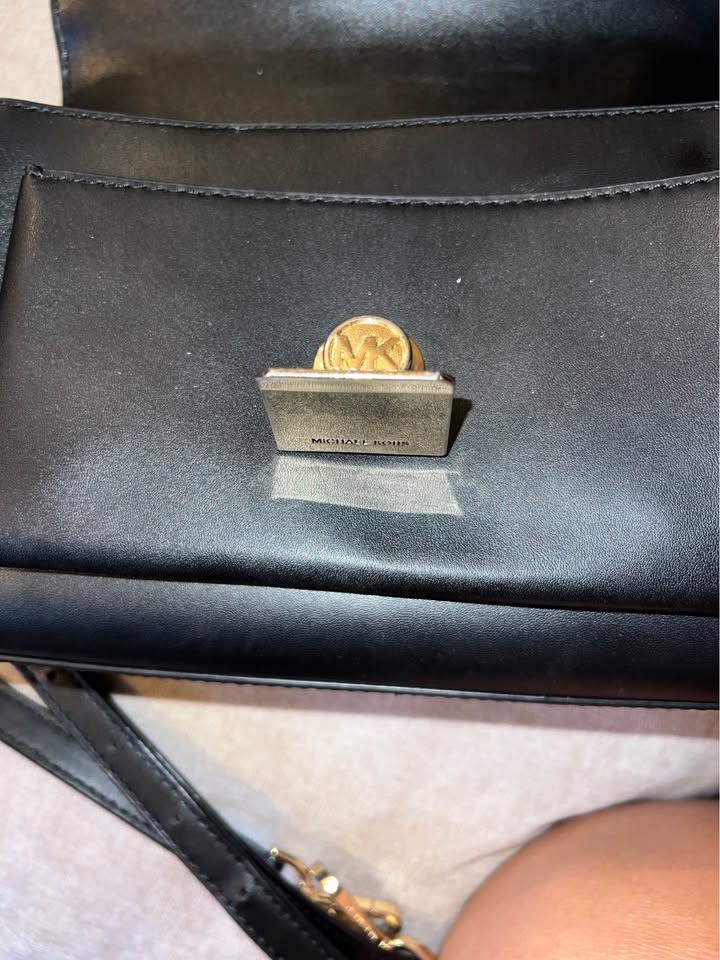 Michael Kors Black Handbag Gold Chain & Crossbody Strap