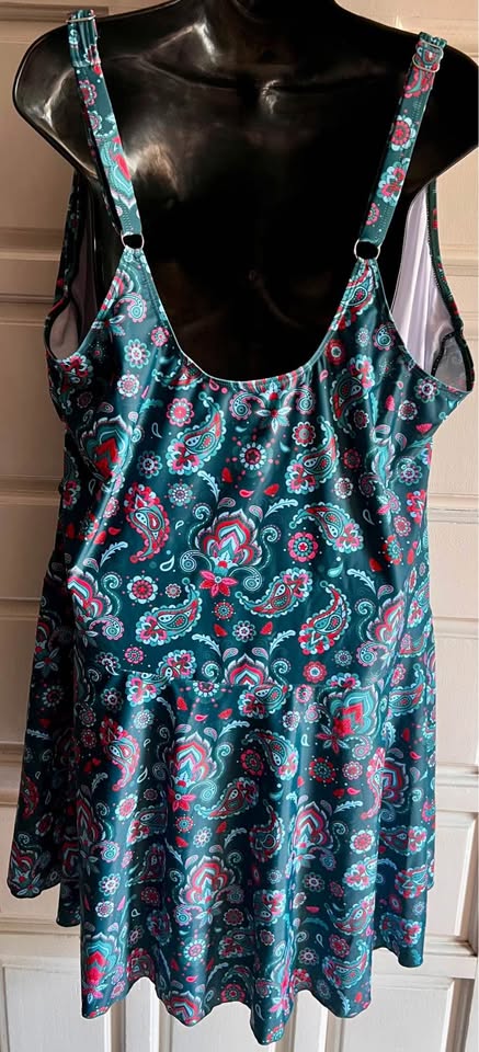 Blue Paisley One Piece Dress Swimsuit 22W