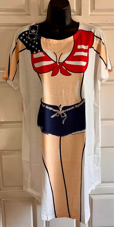 Bellady 4th of July American Flag Cover Up Women’s Large