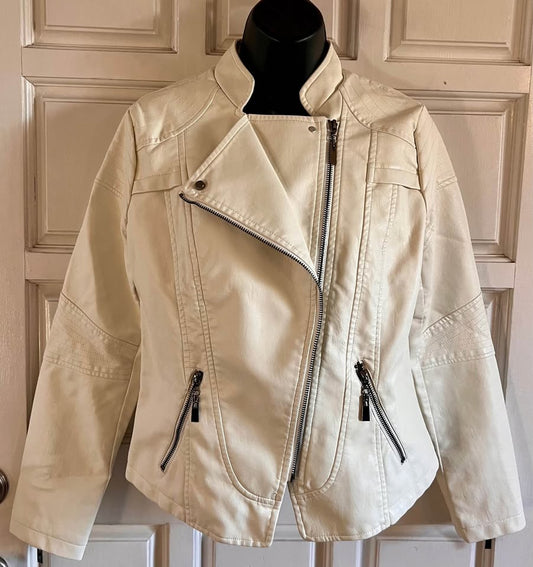 Chou Yatou Off White faux leather moto jacket small