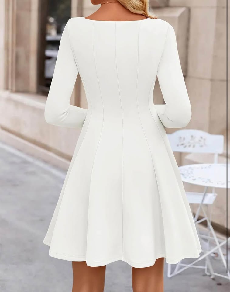 Zesica Large White long sleeve skater dress